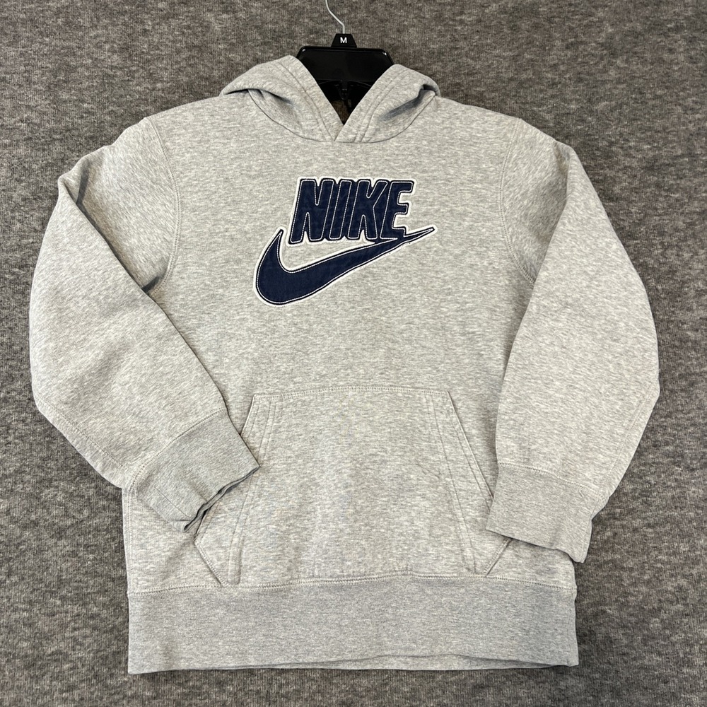 Nike Heather Gray Hoodie with Dark Blue Logo